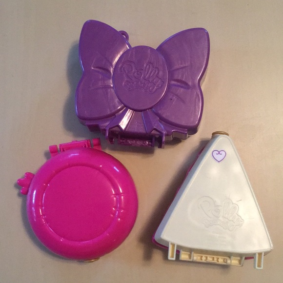 Polly pocket compact playsets (set of 3) cake slice butterfly flamingo pink - Picture 2 of 16